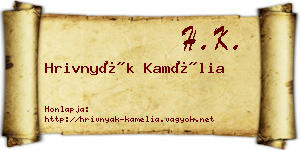 Hrivnyák Kamélia névjegykártya